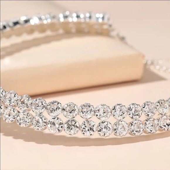 Double Layer Rhinestone Choker  - Picture 2 of 4